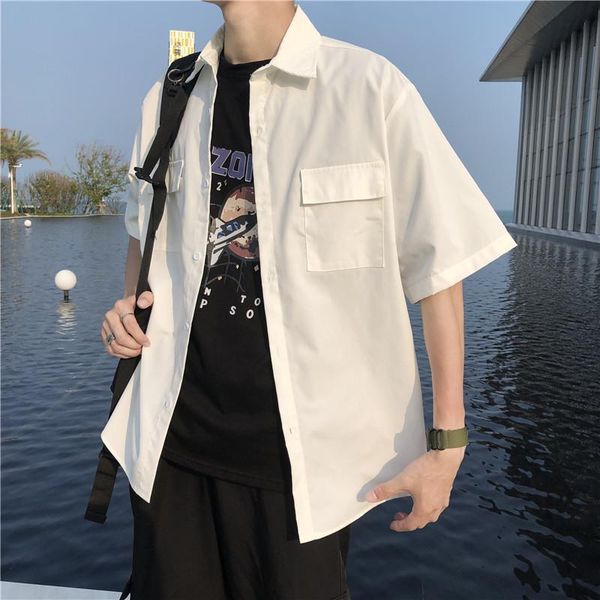 men shirts oversize 3xl short sleeve button turn-down collar pockets safari style retro ins baggy casual all-match 2021 chic men's, White;black
men shirts oversize 3xl short sleeve button turn-down collar pockets safari style retro ins baggy casual all-match 2021 chic men's, White;black