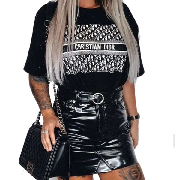new spring and autumn women's wear europe america popular letter t-shirt short sleeve top, White
new spring and autumn women's wear europe america popular letter t-shirt short sleeve top, White