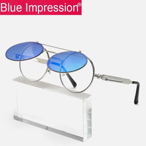 blue impression steampunk sunglasses round metal women style retro flip circular double sun glasses men circle, White;black
blue impression steampunk sunglasses round metal women style retro flip circular double sun glasses men circle, White;black
