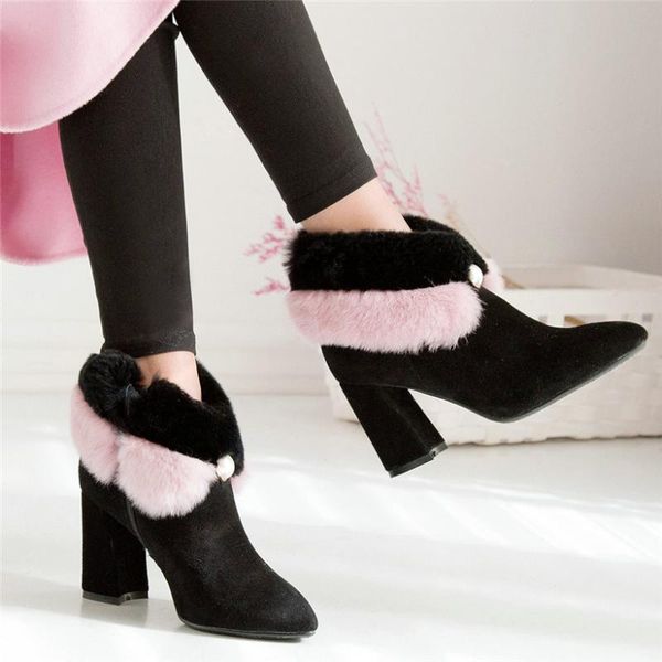 boots 2021 women genuine leather fur chunky high heels snow female pointed toe winter warm party pumps shoes casual, Black
boots 2021 women genuine leather fur chunky high heels snow female pointed toe winter warm party pumps shoes casual, Black