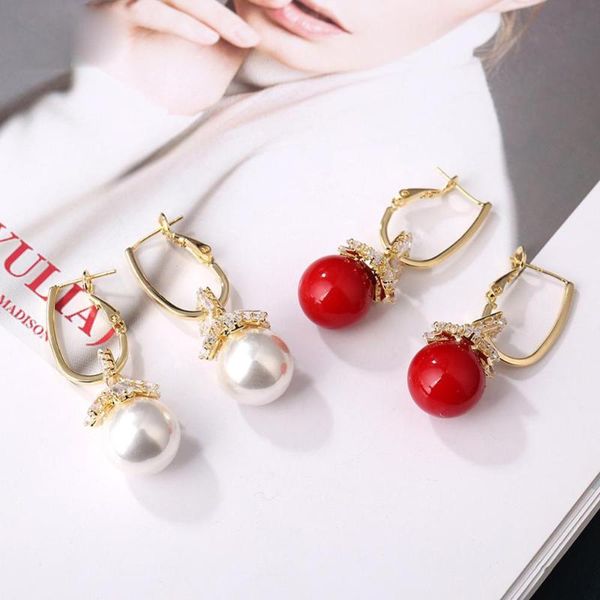 dangle & chandelier 1 pair fashion pearl pendant earrings luxury sweet zircon ball hoop women christmas jewelry gift, Silver
dangle & chandelier 1 pair fashion pearl pendant earrings luxury sweet zircon ball hoop women christmas jewelry gift, Silver