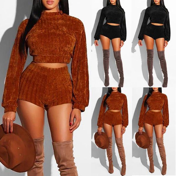 fashion women two pieces set long sleeve crop high waist shorts spring fall casual outfits clothes women's tracksuits, Gray
fashion women two pieces set long sleeve crop high waist shorts spring fall casual outfits clothes women's tracksuits, Gray