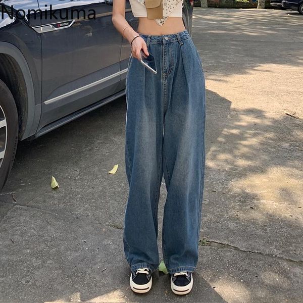 women's jeans nomikuma wide leg women vintage straight high waist denim pants loose full length casual trousers korean style pantalones, Blue
women's jeans nomikuma wide leg women vintage straight high waist denim pants loose full length casual trousers korean style pantalones, Blue