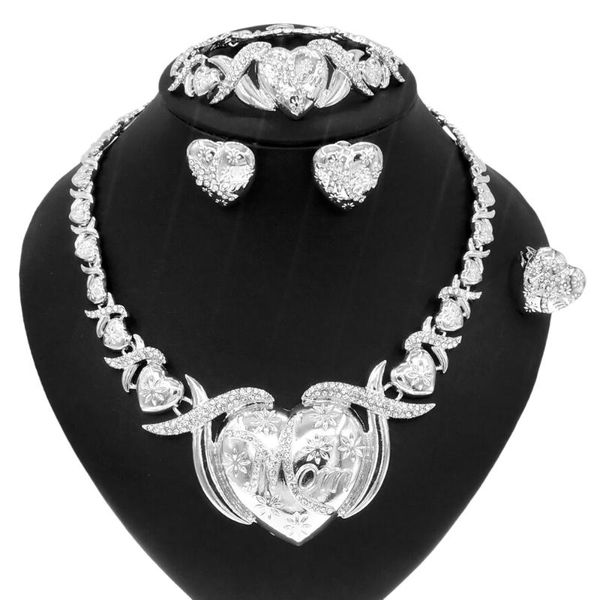 earrings & necklace yulaili very big heart mom xx i love you jewelry sets bridal women party luxury gold color mother's gift z0052, Silver
earrings & necklace yulaili very big heart mom xx i love you jewelry sets bridal women party luxury gold color mother's gift z0052, Silver
