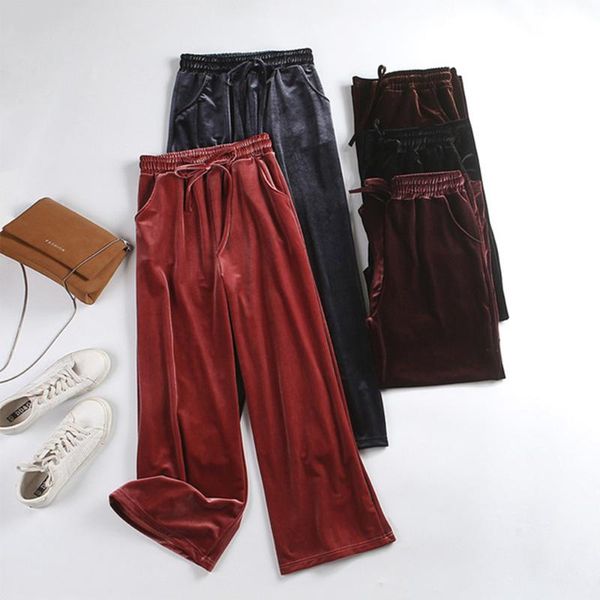 women's pants & capris fdfklak women wide leg 2021 autumn fashion female casual high waist trousers office lady loose gold velvet, Black;white
women's pants & capris fdfklak women wide leg 2021 autumn fashion female casual high waist trousers office lady loose gold velvet, Black;white