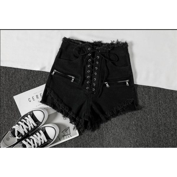 women's shorts 2021 black/white womens denim high waist lace-up bandage college style zipper tassel female jeans short j2938, White;black
women's shorts 2021 black/white womens denim high waist lace-up bandage college style zipper tassel female jeans short j2938, White;black