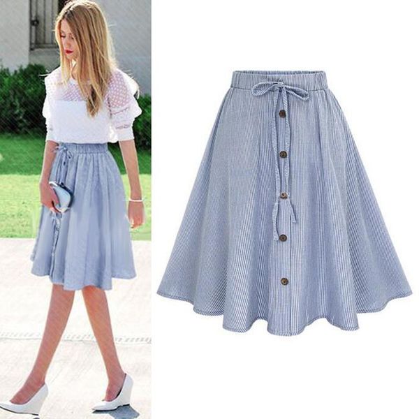 skirts women summer skirt vintage stripe print lace-up button high waist gown pleated midi knee-length, Black
skirts women summer skirt vintage stripe print lace-up button high waist gown pleated midi knee-length, Black