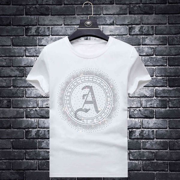 fashion t shirt 2021 summer brand drilling short sleeve thin collarless men's large slim fit college leisure, White;black
fashion t shirt 2021 summer brand drilling short sleeve thin collarless men's large slim fit college leisure, White;black