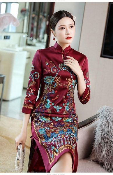ethnic clothing 2021 chinese embroidery vintage qipao evening party dress luxury, Red
ethnic clothing 2021 chinese embroidery vintage qipao evening party dress luxury, Red