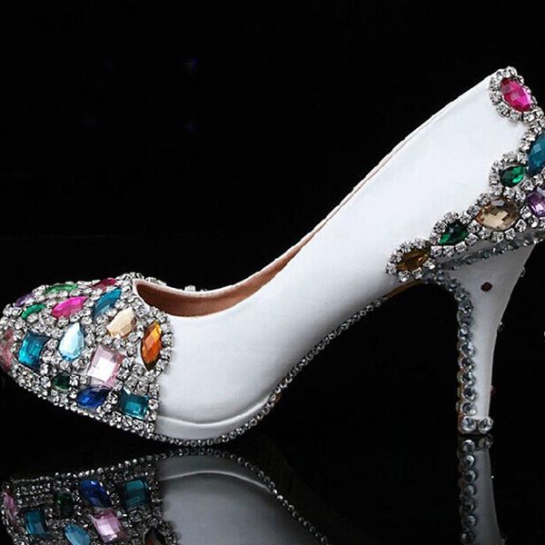 dress shoes handmade wedding white bridal high heel crystal women's, Black