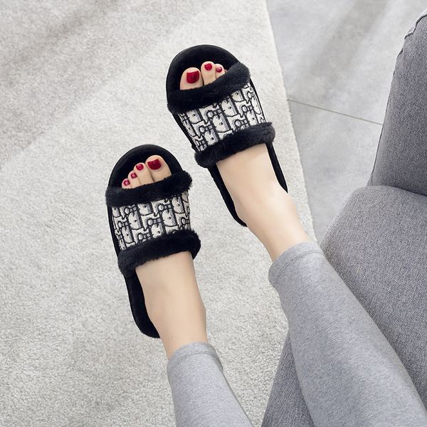 luxury slippers chao brand d family warm flat bottom plush women's antiskid rabbit hair fashion opening cotton slippers, Black
luxury slippers chao brand d family warm flat bottom plush women's antiskid rabbit hair fashion opening cotton slippers, Black