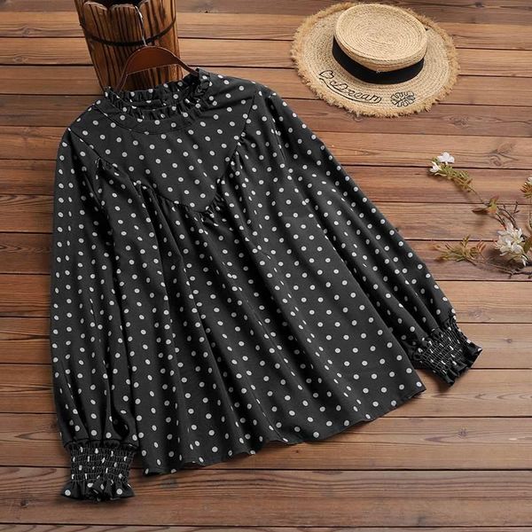 women's blouses & shirts women kaftan polka dots printed blouse 2022 autumn puff sleeve casual smocking loose button holiday ove, White
women's blouses & shirts women kaftan polka dots printed blouse 2022 autumn puff sleeve casual smocking loose button holiday ove, White