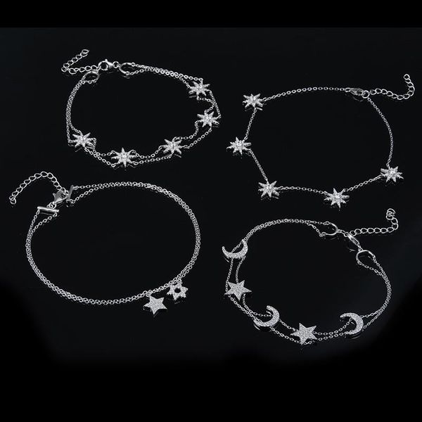 100% s925 sterling silver ankle paved cz zircon double layers dream star moon dangle foot chain summer for women beach party anklets, Red;blue
100% s925 sterling silver ankle paved cz zircon double layers dream star moon dangle foot chain summer for women beach party anklets, Red;blue