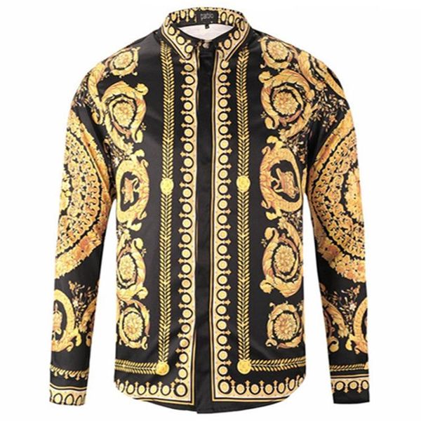 men's casual shirts spring autumn gold shirt for men printed teenager boys young plus size streetwear, White;black
men's casual shirts spring autumn gold shirt for men printed teenager boys young plus size streetwear, White;black