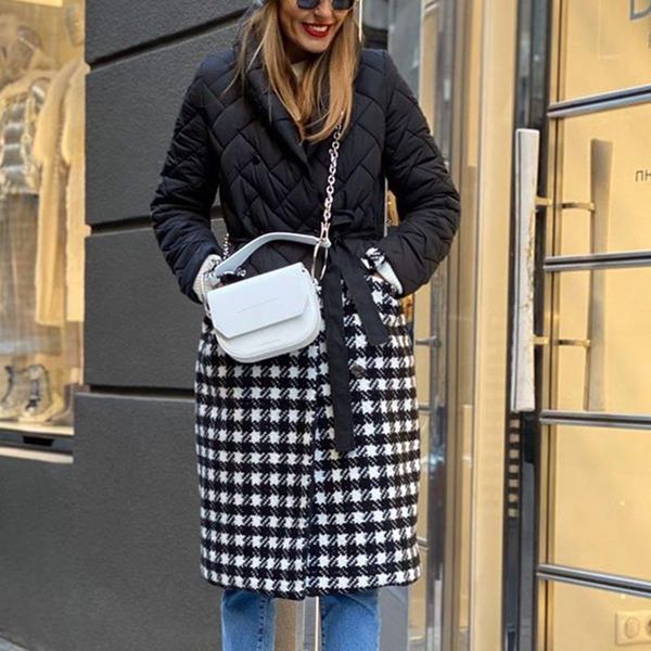 women's down & parkas yana fashion patchwork turn collar women elegant winter double breasted coats tie belt cotton jackets ladies, Black
women's down & parkas yana fashion patchwork turn collar women elegant winter double breasted coats tie belt cotton jackets ladies, Black
