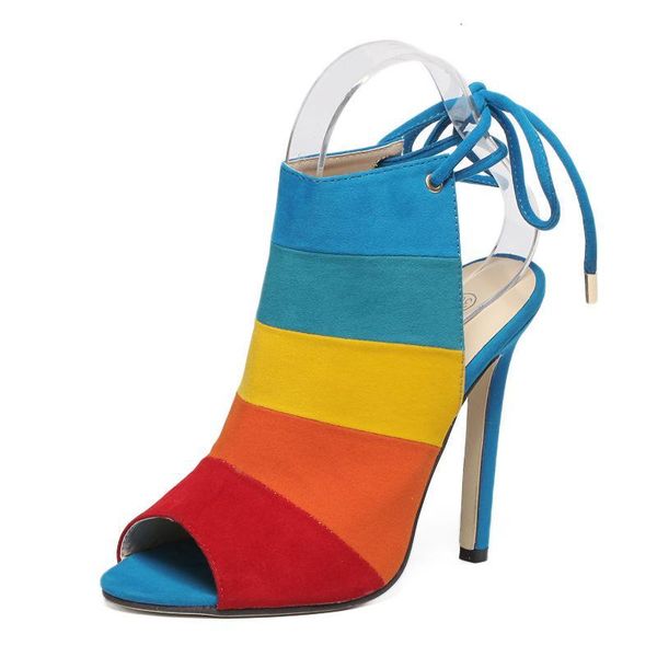 sandals summer women rainbow color lace up high heels flock open toe fashion gladiator big size ladies shoes 91js, Black
sandals summer women rainbow color lace up high heels flock open toe fashion gladiator big size ladies shoes 91js, Black