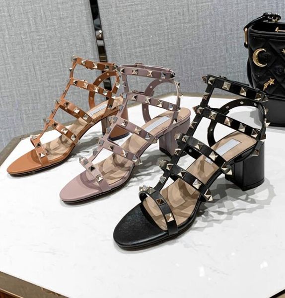 dress shoes v brand woman high heels rivets sandals 6cm square heel open toe women lucury fashion low 43, Black
dress shoes v brand woman high heels rivets sandals 6cm square heel open toe women lucury fashion low 43, Black