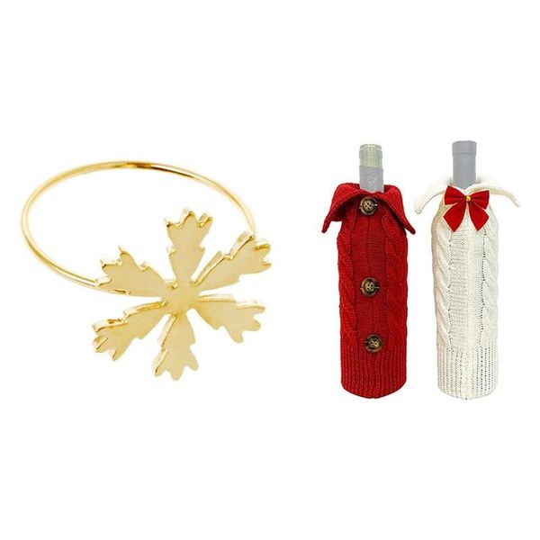 decorative flowers & wreaths 12pcs christmas snowflake napkin ring buckle 2 pcs wine bottle cover bags knitted
decorative flowers & wreaths 12pcs christmas snowflake napkin ring buckle 2 pcs wine bottle cover bags knitted