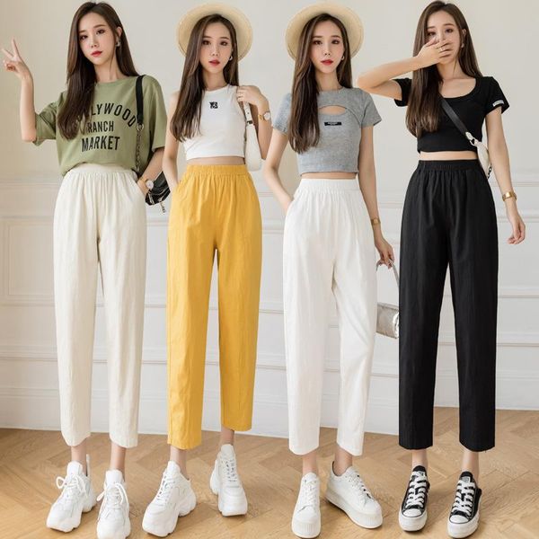 women's pants & capris 2021 summer style korean ladies harem ice silk cute high waist loose cropped trousers casual clothing fashion, Black;white
women's pants & capris 2021 summer style korean ladies harem ice silk cute high waist loose cropped trousers casual clothing fashion, Black;white