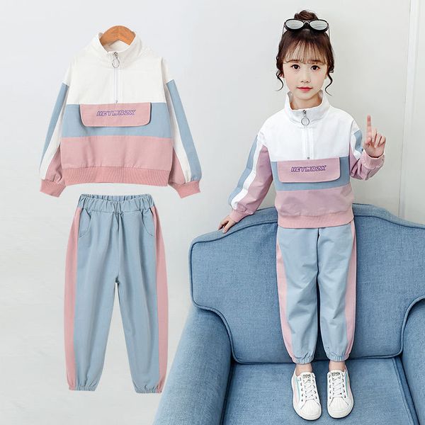 children's suit fashion big girls windproof sports semi-high collar letter zipper clothing set teen spring summer tracksuit kids sports, White
children's suit fashion big girls windproof sports semi-high collar letter zipper clothing set teen spring summer tracksuit kids sports, White