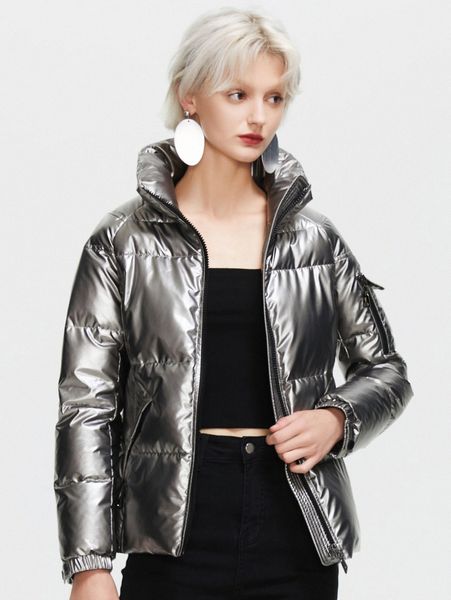 ziai zip up puffer coat z8ru#, Black