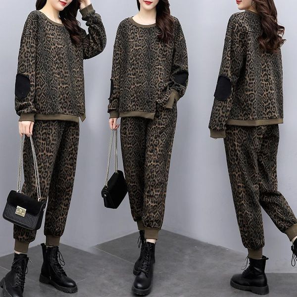 plus size 2021 spring autumn suit female fashion leopard print pullover loose blouse elastic casual pants women's clothing two piece, White
plus size 2021 spring autumn suit female fashion leopard print pullover loose blouse elastic casual pants women's clothing two piece, White