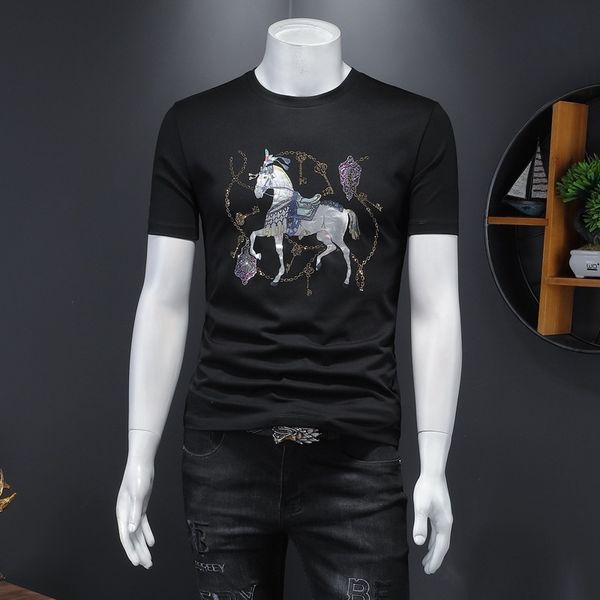 fashion t shirts 2021 summer men's double mercerized cotton short sleeve, White;black
fashion t shirts 2021 summer men's double mercerized cotton short sleeve, White;black