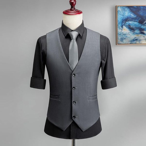 men's vests for men v neck business professional waistcoat jacket formal suit groosmen groom wear wedding clothing, Black;white
men's vests for men v neck business professional waistcoat jacket formal suit groosmen groom wear wedding clothing, Black;white