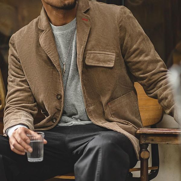 men's jackets maden men american retro casual corduroy blazer jacket slim fit v-neck cotton suit single breasted pocket back slit velve, Black;brown
men's jackets maden men american retro casual corduroy blazer jacket slim fit v-neck cotton suit single breasted pocket back slit velve, Black;brown