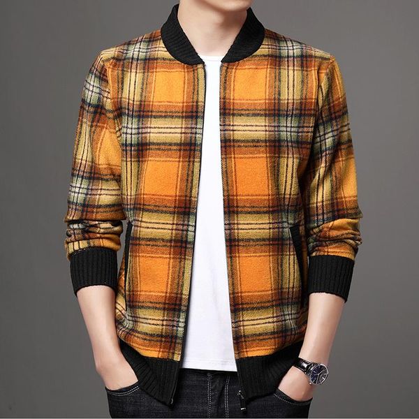 men's jackets brand vintage bomber men autum winter wool warm zipper baseball korean plaid casual coats j712, Black;brown 
men's jackets brand vintage bomber men autum winter wool warm zipper baseball korean plaid casual coats j712, Black;brown