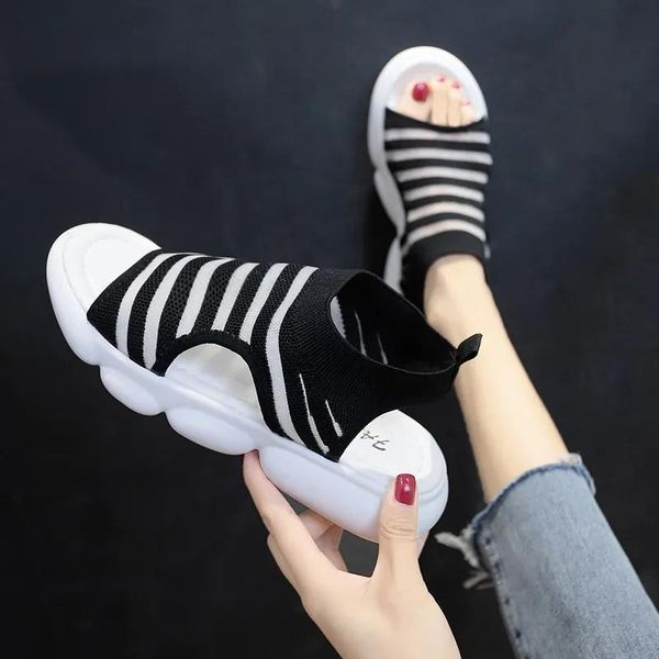 sandals fashion hollow stripe platform shoes summer stretch fabric mesh sport retro open-toes non-slip women flat casual, Black
sandals fashion hollow stripe platform shoes summer stretch fabric mesh sport retro open-toes non-slip women flat casual, Black