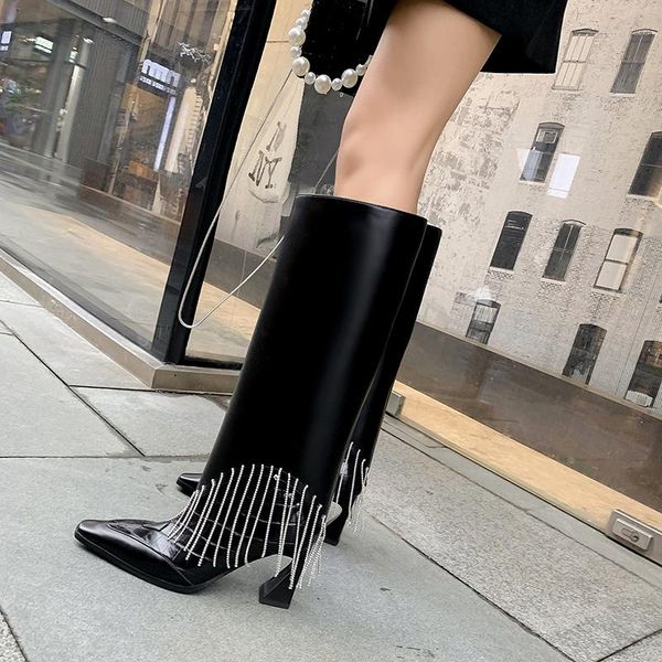 boots qzyerai 2021 designer crystal women genuine leather knee high strange heels fall winter shoes lady fashion long booties, Black
boots qzyerai 2021 designer crystal women genuine leather knee high strange heels fall winter shoes lady fashion long booties, Black
