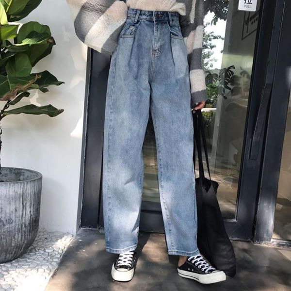 women's jeans high waist women street style straight casual denim pants 2021 korean vintage boyfriend woman plus size p605, Blue
women's jeans high waist women street style straight casual denim pants 2021 korean vintage boyfriend woman plus size p605, Blue