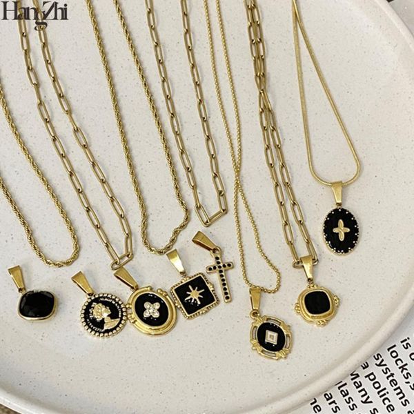 pendant necklaces hangzhi 2021 retro black enamel oval square cross portrait vintage titanium steel chain on neck jewelry, Silver
pendant necklaces hangzhi 2021 retro black enamel oval square cross portrait vintage titanium steel chain on neck jewelry, Silver