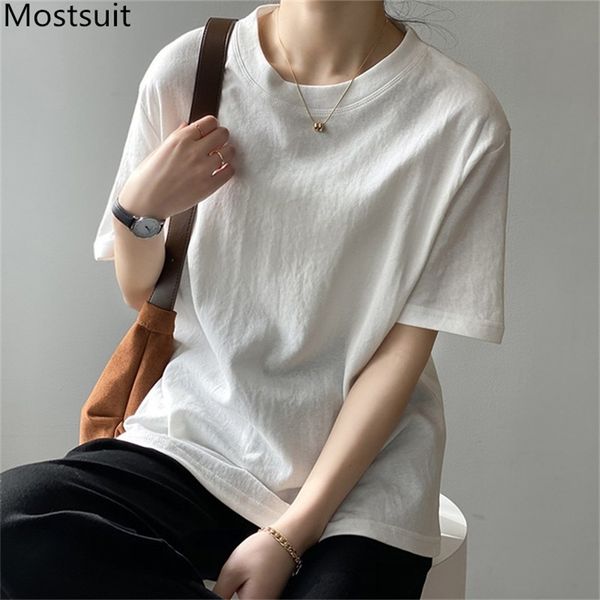 cotton women t shirt summer short sleeve o-neck casual loose tees korean fashion solid basic ladies t-shirt 210513, White
cotton women t shirt summer short sleeve o-neck casual loose tees korean fashion solid basic ladies t-shirt 210513, White
