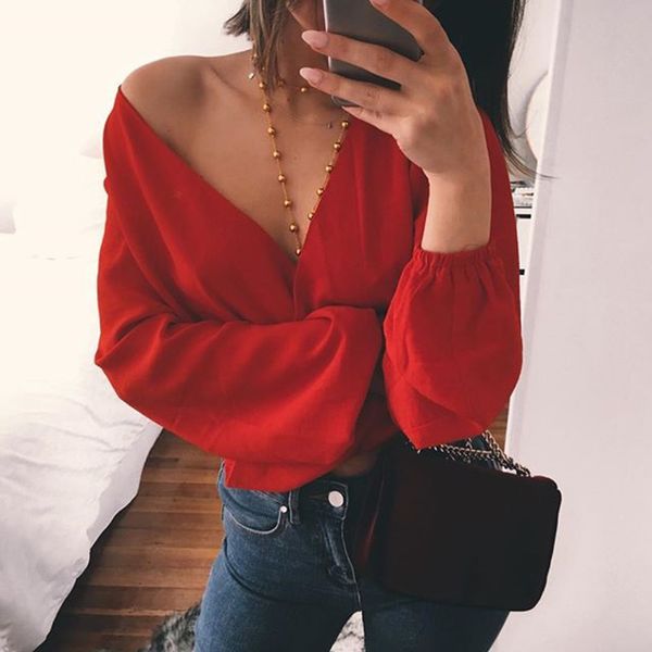v neck wrap sheath exposed navel short bow tie autumn shirts chiffon women blouses backless red white crop 210522
v neck wrap sheath exposed navel short bow tie autumn shirts chiffon women blouses backless red white crop 210522