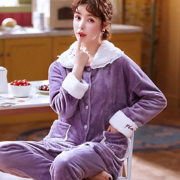 women's sleepwear lace pajamas flannel winter sweet set women pajama button full sleeve shirt pant thick warm homewear 4pr1, Black;red
women's sleepwear lace pajamas flannel winter sweet set women pajama button full sleeve shirt pant thick warm homewear 4pr1, Black;red
