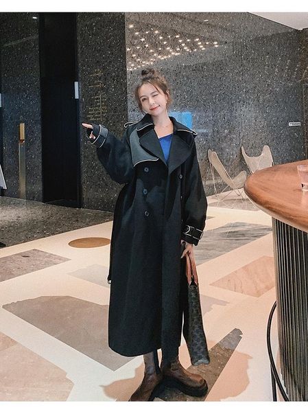 women's wool & blends 2021 autumn and winter korean style woolen coat loose mid-length double-breasted fashion elegant jacket, Black
women's wool & blends 2021 autumn and winter korean style woolen coat loose mid-length double-breasted fashion elegant jacket, Black