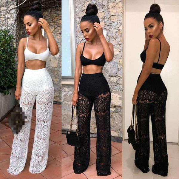 women's two piece pants hirigin 2pcs women sleeveless crop clubwear see-through high waist lace hollow out trousers wide outfit set, White
women's two piece pants hirigin 2pcs women sleeveless crop clubwear see-through high waist lace hollow out trousers wide outfit set, White