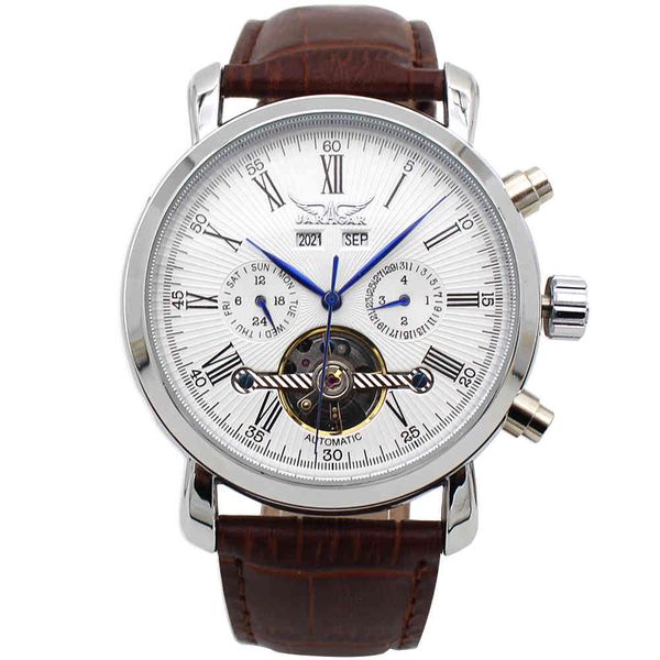 jaragar big dial complete calendar gentlemen clock leather tape mechanical man relocks hombre, Slivery;brown
jaragar big dial complete calendar gentlemen clock leather tape mechanical man relocks hombre, Slivery;brown