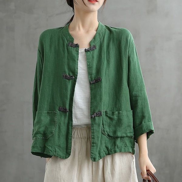 johnature women chinese style long sleeve shirts and for women stand embroidery linen blouses spring button shirts 210521, White
johnature women chinese style long sleeve shirts and for women stand embroidery linen blouses spring button shirts 210521, White