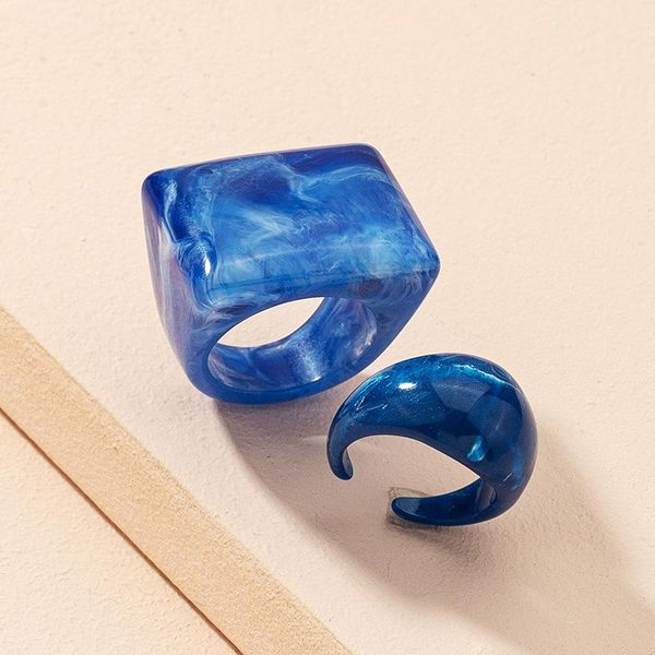 2pcs/set exaggeration blue acrylic resin geometric irregular square veins rings for women girls party wedding jewelry gifts cluster, Golden;silver
2pcs/set exaggeration blue acrylic resin geometric irregular square veins rings for women girls party wedding jewelry gifts cluster, Golden;silver