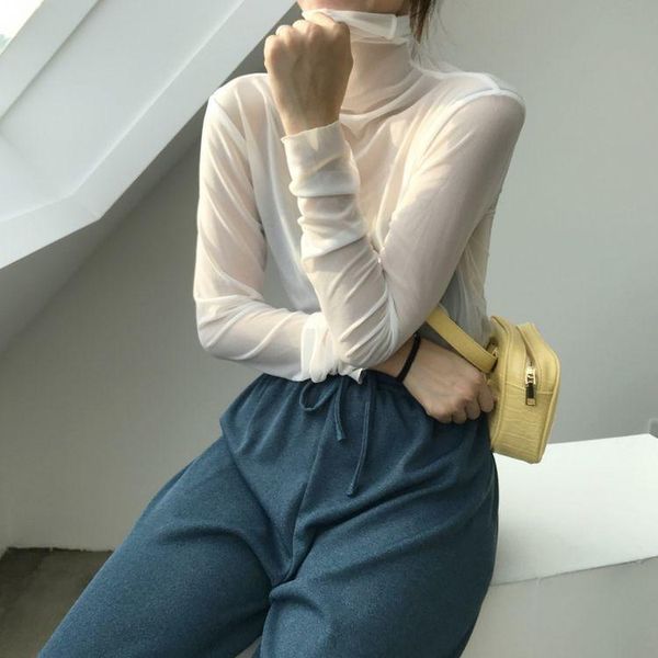 women's t-shirt net bottom chiffon with long sleeve, White
women's t-shirt net bottom chiffon with long sleeve, White