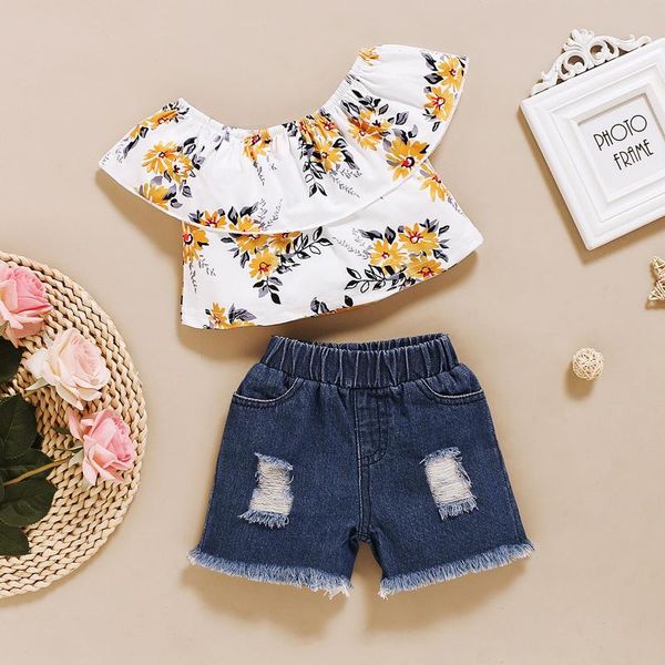 clothing sets 0-4y toddler kids baby girls floral off shoulder denim shorts outfits clothes summer fashion casual, White
clothing sets 0-4y toddler kids baby girls floral off shoulder denim shorts outfits clothes summer fashion casual, White