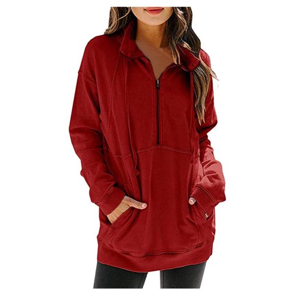 women's hoodies & sweatshirts vintage quarter zip long sleeve solid color pullover tunics with pockets basics loose streetwear sweatshi, Black
women's hoodies & sweatshirts vintage quarter zip long sleeve solid color pullover tunics with pockets basics loose streetwear sweatshi, Black