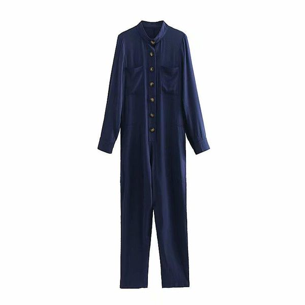 women's jumpsuits & rompers navy blue button front stand collar jumpsuit women casual elastic waist long sleeve straight pants autumn s, Black;white
women's jumpsuits & rompers navy blue button front stand collar jumpsuit women casual elastic waist long sleeve straight pants autumn s, Black;white