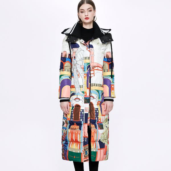 women's runway down coat detachable hooded collar long sleeves fashionprinted winter outerwear warm thick parkas overcoat, Black
women's runway down coat detachable hooded collar long sleeves fashionprinted winter outerwear warm thick parkas overcoat, Black