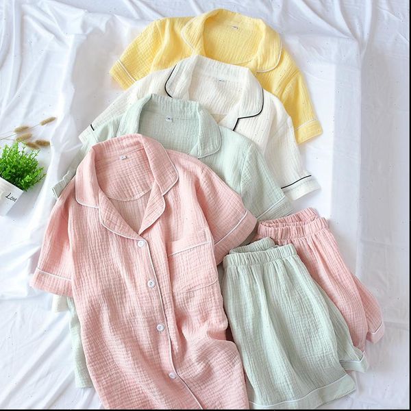 japanese style summer double layer womens sleepwears crepe gauze short sleeved shorts pajamas suit large size home service women, Black;red
japanese style summer double layer womens sleepwears crepe gauze short sleeved shorts pajamas suit large size home service women, Black;red