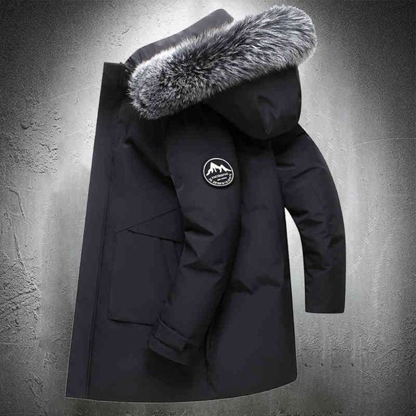 down winter parka outdoor fur collar fashion clothing thicken overcoat cold weather long et men, Black;white
down winter parka outdoor fur collar fashion clothing thicken overcoat cold weather long et men, Black;white