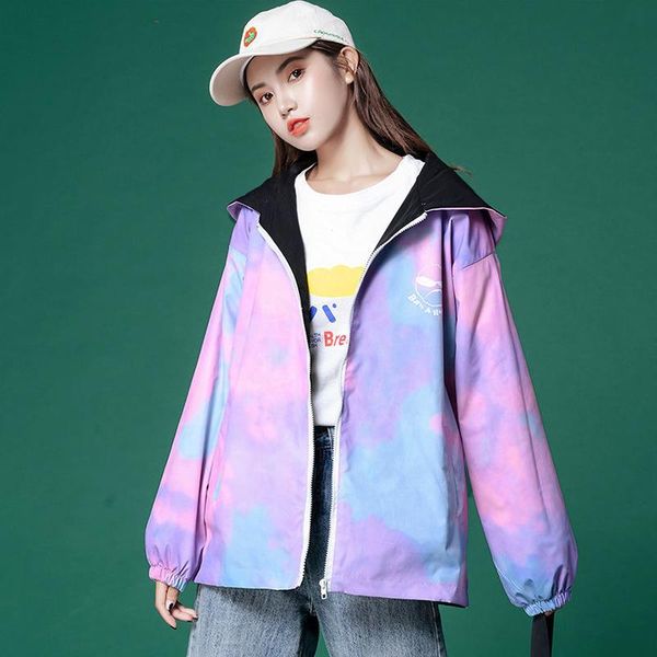 women's jackets harajuku print double side wear jacket women spring streetwear long sleeve hooded windbreaker coat casual chic zip up o, Black;brown
women's jackets harajuku print double side wear jacket women spring streetwear long sleeve hooded windbreaker coat casual chic zip up o, Black;brown